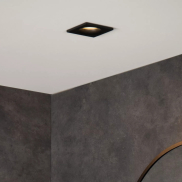 Lucide Ziva - inbouwspot - 85 x 85 mm, Ø 75 mm inbouwmaat - IP44 - zwart