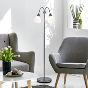 Nordlux Ray 12 - staanlamp - 155 cm -  chroom en opaal wit