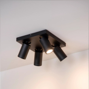 Lucide Taylor - opbouwspot 4L - 24 x 24 x 12,5 cm - 4 x 5W dimbare LED incl. - dim to warm - IP44 - zwart