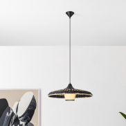 Nova Luce Capa - hanglamp - Ø 61 x 200 cm - natuurlijk en zwart