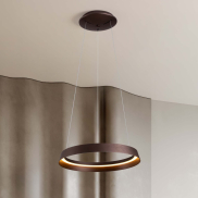 Nova Luce Ormi - hanglamp - Ø 45 x 150 cm - 38W dimbare LED incl. - geborsteld koffiebruin