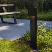 Lutec Gemini XF -  tuinpaal - 9,2 x 11 x 65 cm - 7,4W LED incl. - IP54 - zwart - warm wit