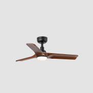 Faro Heywood S - plafondventilator met licht - Ø 90 cm - mat zwart en donker walnoot