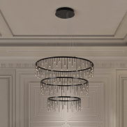 Nova Luce Stellar - hanglamp - Ø 80 x 200 cm - 72W dimbare LED incl. - zwart chroom