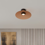 Nova Luce Polifemo - plafondlamp - Ø 40 x 16 cm - 12W LED incl. - mocabruin glas en zandzwart
