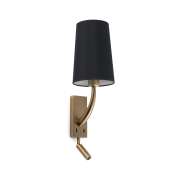 Faro Rem - wandverlichting met schakelaar - 16,5 x 21 x 61 cm - 4W LED incl. - zwart en oud goud