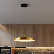 Nova Luce Vetro - hanglamp - Ø 50 x 130 cm - 37W LED incl. - satijn goud en zwart