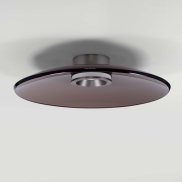 Nova Luce Esti - plafondlamp - Ø 50 x 10,6 cm - 33W dimbare LED incl. - geborsteld nikkel en donkerbruin glas