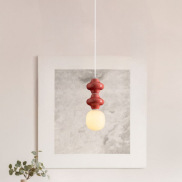 Nova Luce Clio - hanglamp - Ø 18 x 215 cm - rood, wit en opaalglas