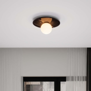 Nova Luce Idor - plafondlamp - Ø 30 x 15,5 cm - zwart marmer en opaalglas