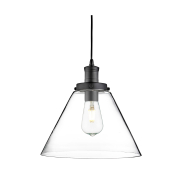 Searchlight Pyramid - hanglamp - Ø 29 x 100 cm - transparant en mat zwart