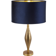 Searchlight Rye - tafellamp - Ø 40 x 70 cm - antiek messing, goud en marine