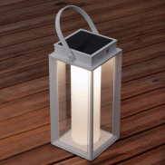 Nova Luce Verhal - draagbare tafellamp op zonne-energie met USB-poort - 16 x 47,5 x 16 cm - 2W dimbare LED incl. -  IP54 - zandwit