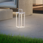 Nova Luce Tegolo - draagbare tafellamp op zonne-energie met USB-poort - 15,1 x 39,2 x 16,6 cm - 2W LED incl. -  IP54 - zandwit