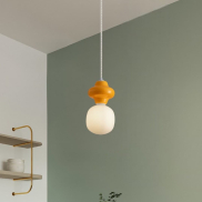 Nova Luce Clio - hanglamp - Ø 18 x 198 cm - oranje en opaalglas