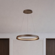 Nova Luce Ormi - hanglamp - Ø 60 x 150 cm - 52W dimbare LED incl. - geborsteld koffiebruin