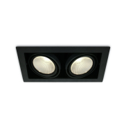 ONE Light COB Box Type Shop -  inbouwspot - 350 x 185 mm, 320 x 160 mm inbouwmaat - 2 x 30W LED incl. - zwart - warm witte lichtkleur