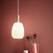 Nordlux Alton - hanglamp - Ø 23 x 343 cm - opaal wit en messing of zwart