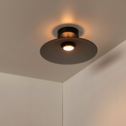 Lucide Menga - plafondlamp - Ø 40 x 16 cm - 12W dimbare LED incl. - gerookt