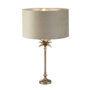 Searchlight Palm - tafellamp - Ø 38 x 65 cm - antiek nikkel en taupe