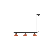 Faro Tatawin S - hanglamp - 100 x 18,4 x 210 cm - satijnzwart en glansroodachtigoranje