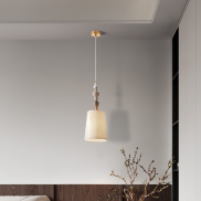 Nova Luce Damo - hanglamp - Ø 22 x 160 cm - antiek messing, zacht oranje en bruin