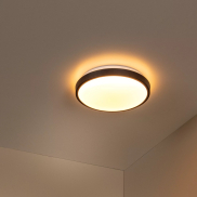 Lucide Dasher - plafondlamp - Ø 29,3 x 8,5 cm - 12W LED incl. - IP44 - zwart