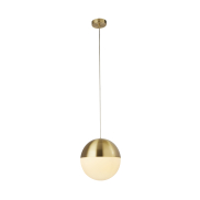 Searchlight Endor - hanglamp - Ø 25 x 150 cm - satijn messing en opaal wit