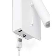 Faro Suau - wandverlichting met schakelaar en USB-poort - 9,5 x 14 x 17 cm - 3W LED incl. - mat wit