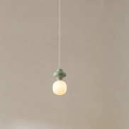 Nova Luce Clio - hanglamp - Ø 18 x 198 cm - groen en opaalglas