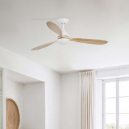 Faro Poros L - plafondventilator met licht - Ø 132 cm - mat wit en den