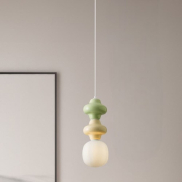 Nova Luce Clio - hanglamp - Ø 18 x 215 cm - groen, geel, wit en opaalglas
