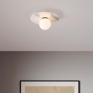 Nova Luce Idor - plafondlamp - Ø 30 x 15,5 cm - wit marmer en opaalglas