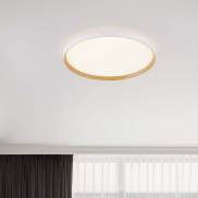 Nova Luce Vomos - plafondlamp - Ø 60 x 7 cm - 55W dimbare LED incl. - zandwit en hout
