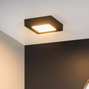 Lucide Brice-Led - plafondverlichting - 16,8 x 16,8 x 3,9 cm - 15W dimbare LED incl. - IP44 - zwart