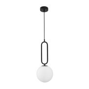 Nova Luce Grus - hanglamp - Ø 20 x 120 cm - mat zwart en opaal