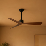 Faro Rocker M - plafondventilator - Ø 132 cm - mat zwart en walnoot