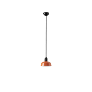 Faro Tatawin S - hanglamp - Ø 18,4 x 208,1 cm - satijnzwart en glansroodachtigoranje