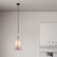 Nova Luce Damo - hanglamp - Ø 22 x 160 cm - mat zwart, grijs en bruin