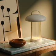 Nordlux Mirano - draagbare tafellamp met oplaadbare batterij - Ø 20 x 29 cm - 3 stappen Moodmaker functie - 3W LED incl. - beige