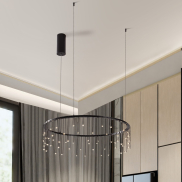 Nova Luce Stellar - hanglamp - Ø 65 x 150 cm - 26W dimbare LED incl. - zwart chroom