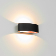 Artdelight Sharp - wandlamp - 19 x 10 x 7 cm - 7,2W dimbare LED incl. - IP65 - zwart en goud
