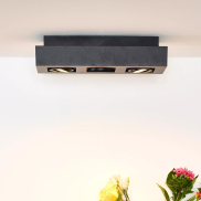 Lucide Xirax - opbouwspot 3L - 14 x 36 x 8 cm - 3 x 5W dimbare LED incl. - dim to warm - zwart