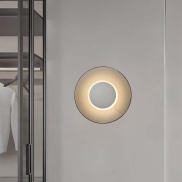 Nova Luce Esti - wandlamp - Ø 32 x 7 cm - 17W LED incl. - geborsteld nikkel en rokerig glas