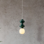 Nova Luce Clio - hanglamp - Ø 18 x 215 cm - jaspis, wit en opaalglas