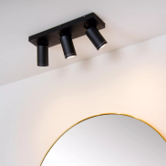 Lucide Taylor - opbouwspot 3L - 38 x 10 x 12,5 cm - 3 x 5W dimbare LED incl. - dim to warm - IP44 - zwart