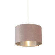 Searchlight Velvet Drum - lampenkap - Ø 28 x 18 cm - roze en zilver