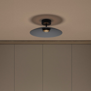 Nova Luce Polifemo - plafondlamp - Ø 40 x 16 cm - 12W LED incl. - rokerig glas en zandzwart