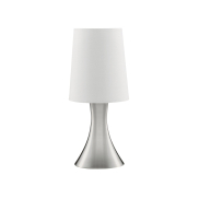 Searchlight Touch - tafellamp - 29,5 cm - 3 stappen dimbaar - satijn zilver en wit