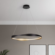 Nova Luce Dobi - hanglamp - Ø 80 x 120 cm - 40W dimbare LED incl. - zandzwart en goud